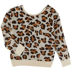 Full Circle Trends Juniors Leopard Print Twist Sweater