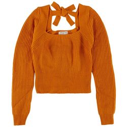 Full Circle Trends Juniors Square Neck Tie Back Sweater