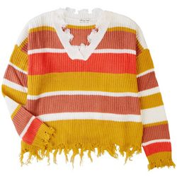 Full Circle Trends Juniors Distressed Striped Sweater