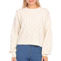 Juniors Knit Tie Back Crop Pull Over Sweater