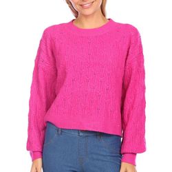 Pink Rose Juniors Knit Tie Back Crop Pull Over Sweater