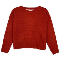 Juniors Knit Open Cross Over Back Cropped Sweater