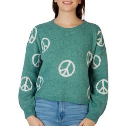 Pink Rose Juniors Peace Sign Cropped Sweater