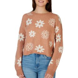 Pink Rose Juniors Floral Cropped Sweater