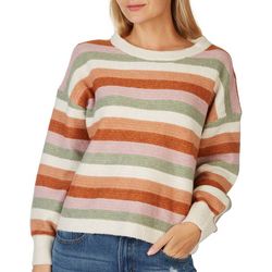 Pink Rose Juniors Striped Cropped Sweater