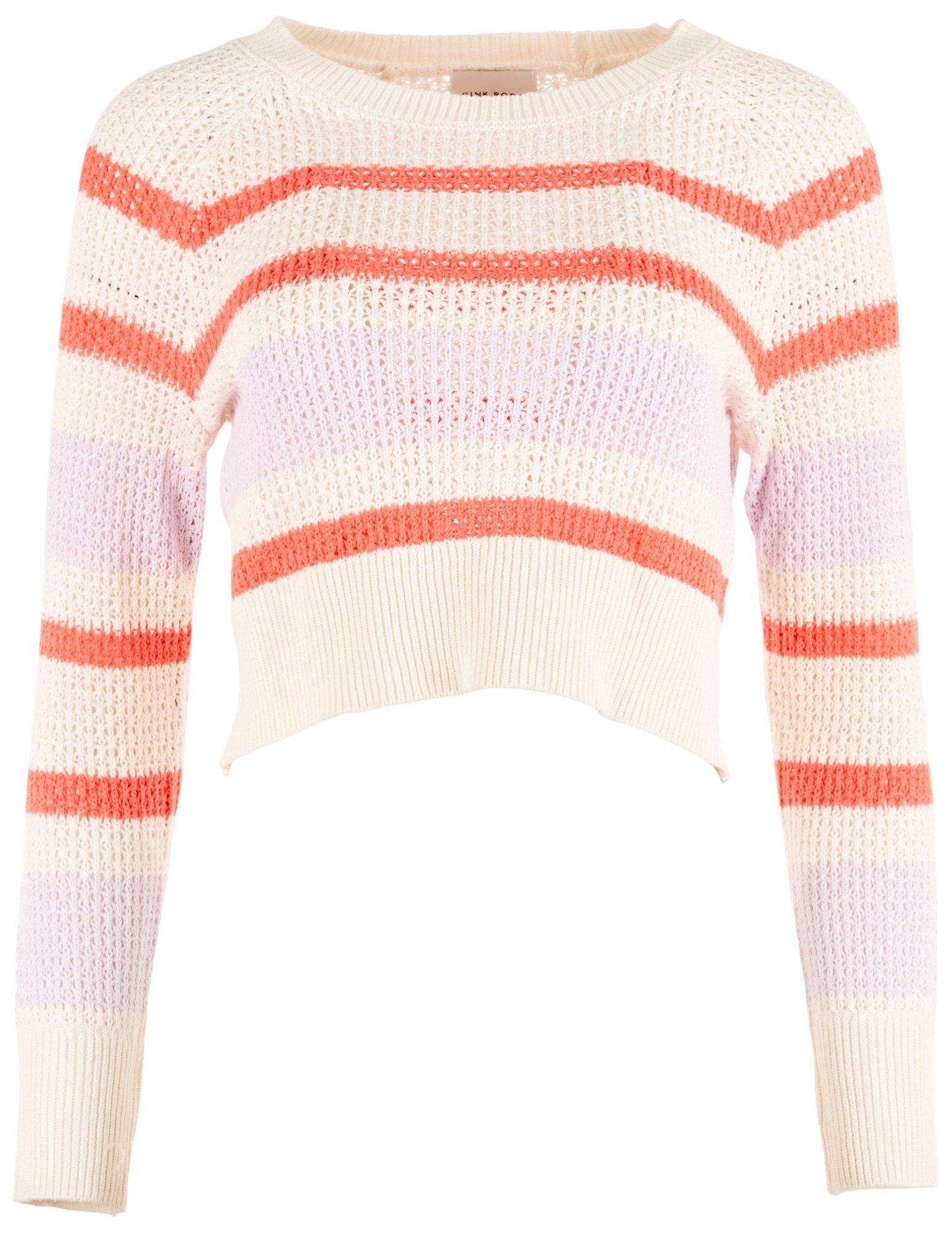 Pink Rose Juniors Striped Pull Over Sweater