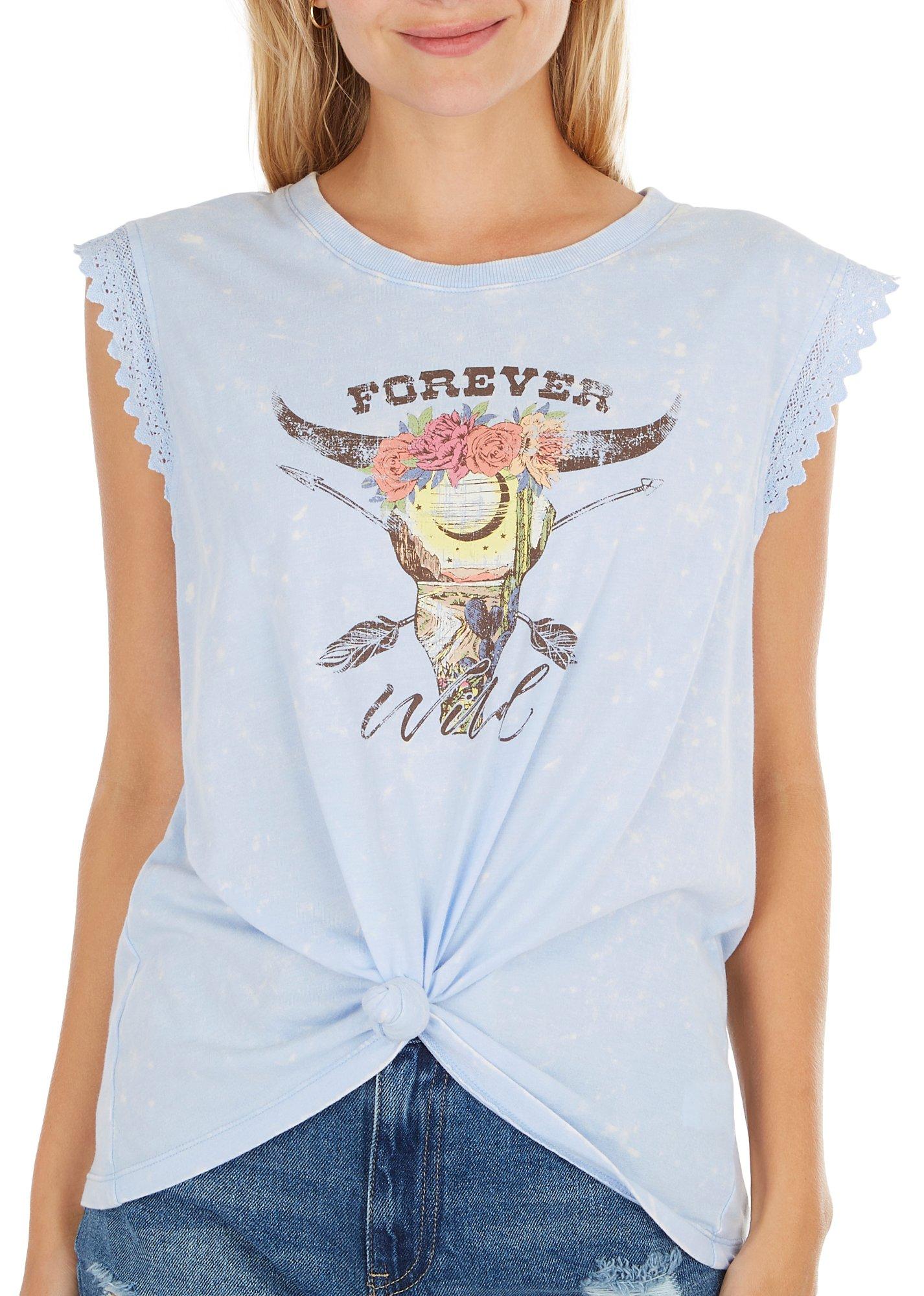 Self Esteem Juniors Forever Wild Acid Wash Sleeveless Top