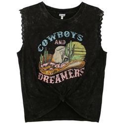 Juniors Cowboys and Dreamers Crop Tank Top