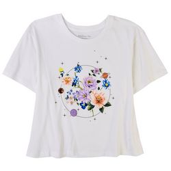 Rebellious One Juniors Cosmic Flowers Short Sleeve T-Shirt