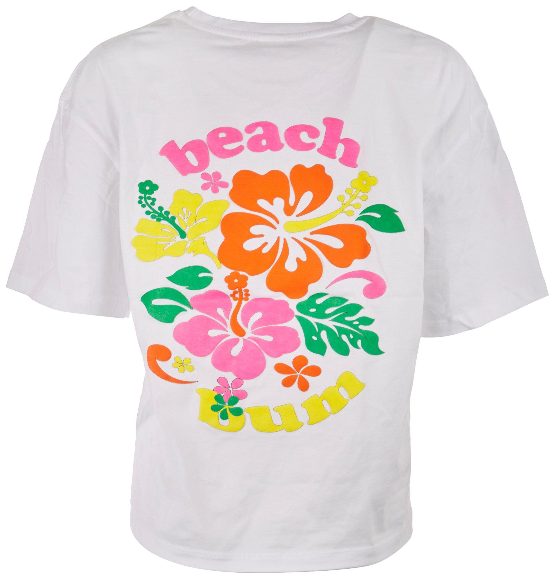 Day Break Juniors Beach Bum Hibiscus T-shirt