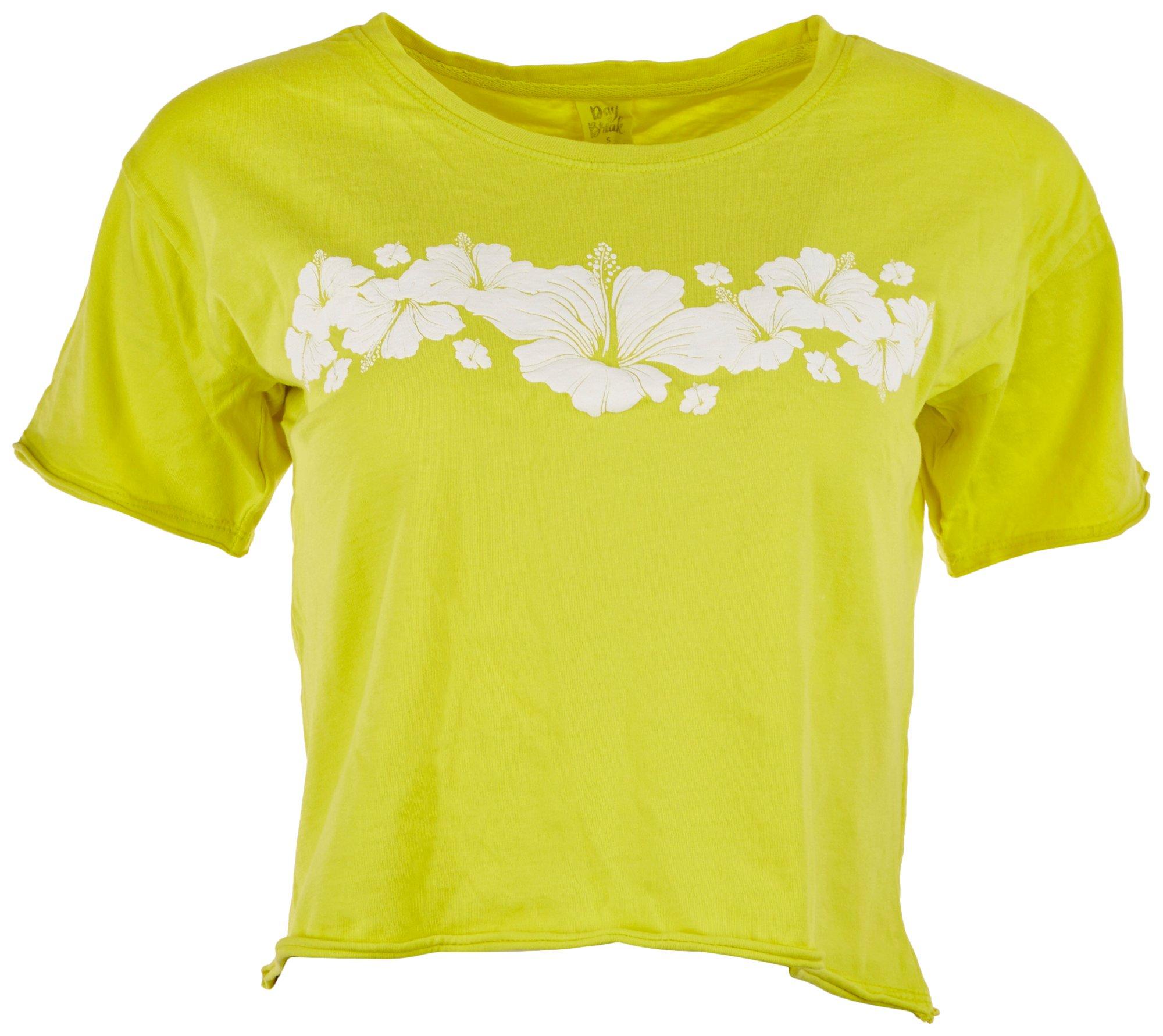 Day Break Juniors Hibiscus Flower T-shirt