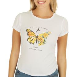 No Comment Juniors I will Fly Away... Ribbed Ruched Tee