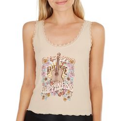 No Comment Juniors Self Love Happiness Lace Knit Tank