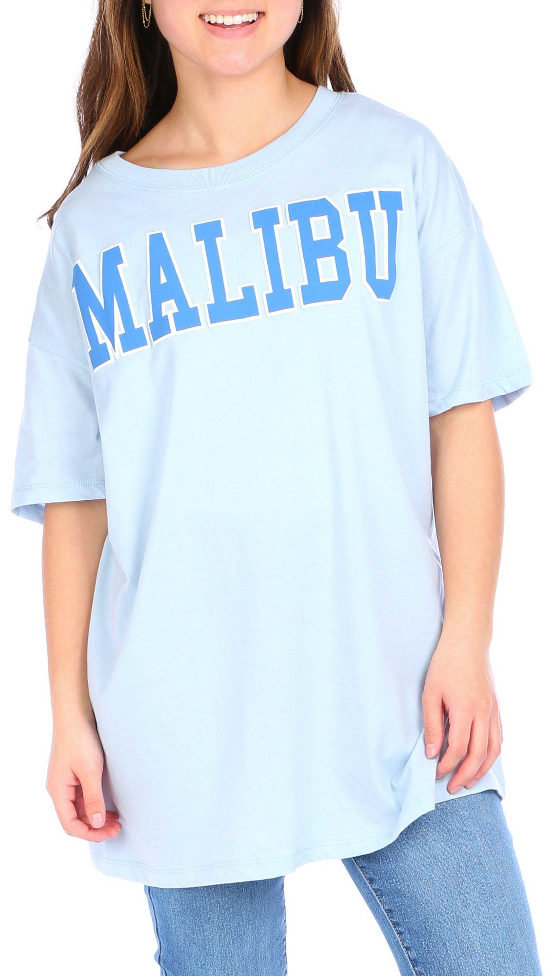 No Comment Juniors Puff Malibu Verbiage Short Sleeve T-Shirt
