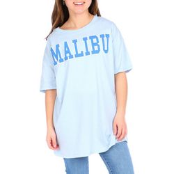 No Comment Juniors Puff Malibu Verbiage Short Sleeve T-Shirt