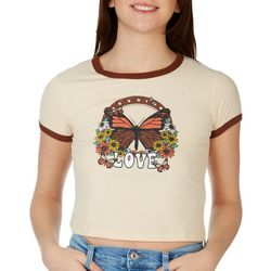 No Comment Juniors Love Butterfly Short Sleeve Top