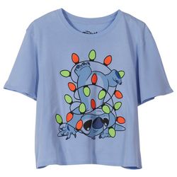 Juniors Upside Down Xmas Light Stitch Sleeve T-Shirt