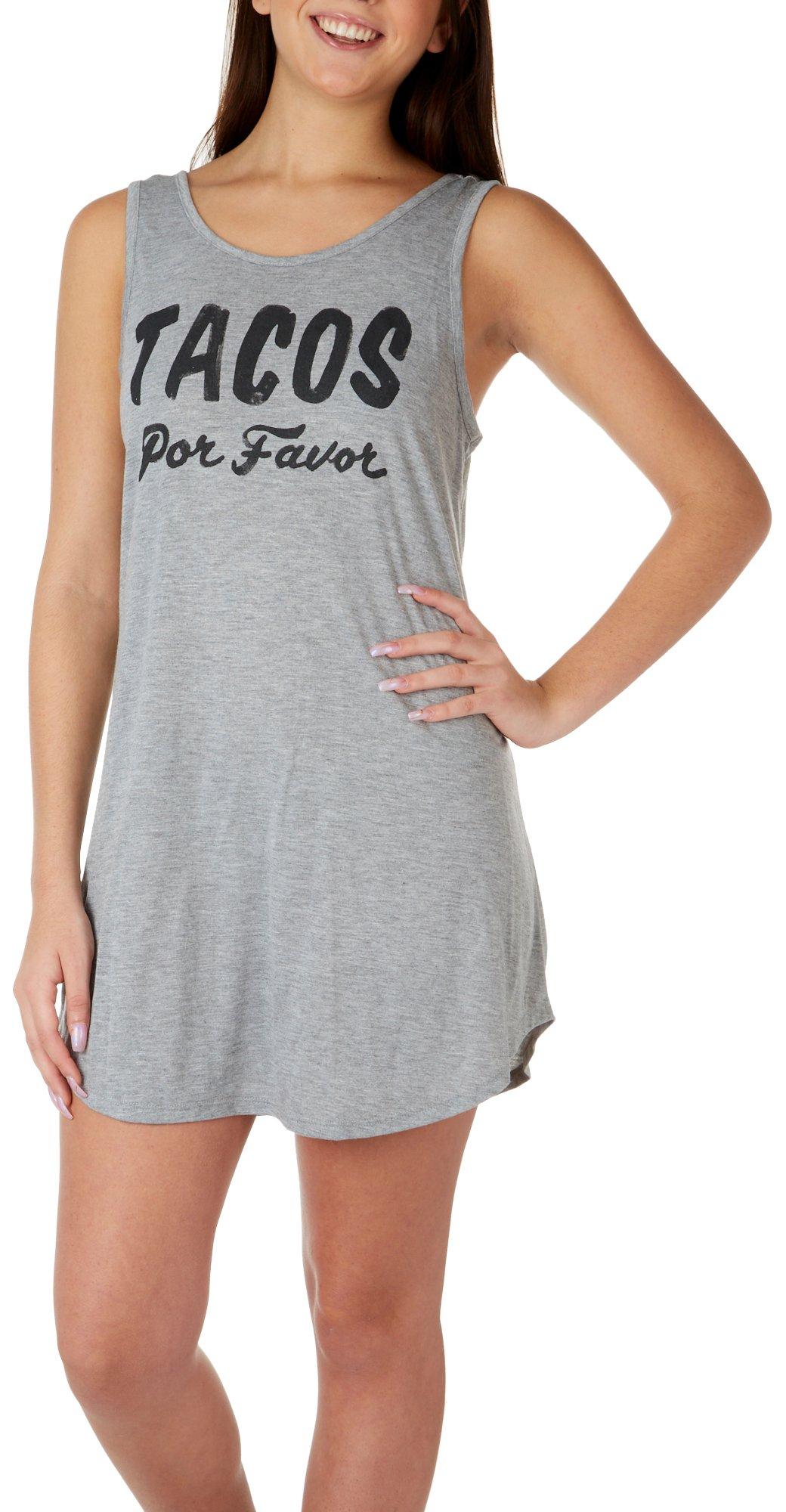 Hybrid Juniors Tacos Por Favor Tie Back Tank