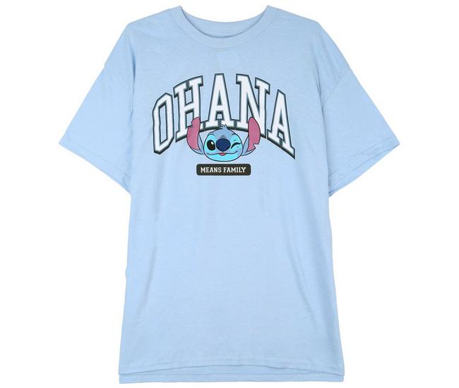 Stitch Solid Ohana Screen Print T-Shirt - Light Blue - Medium
