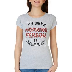Juniors Im Only A Morning Person Short Sleeve Top