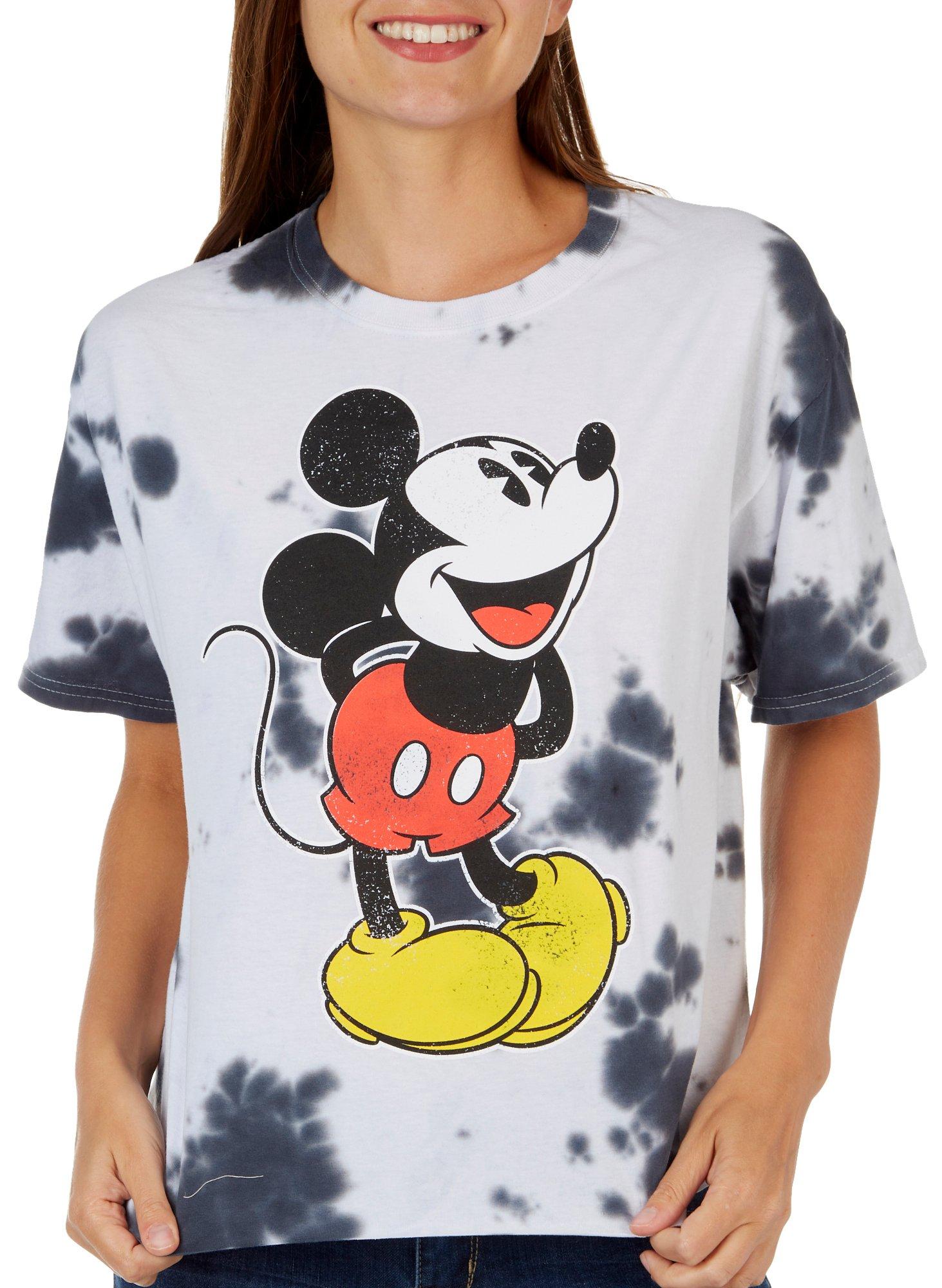 Disney Classic Mickey Mouse Big Face Womens Pajama T Shirt Top Black White Stripes 