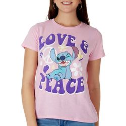 Juniors Stitch Love & Peace Short Sleeve T-Shirt