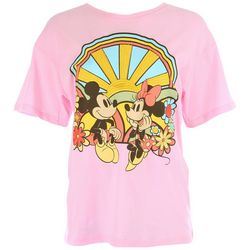 Juniors Embroidered Mickey and Minnie T-Shirt