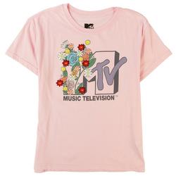 Juniors Embroidered MTV Short Sleeve T-Shirt
