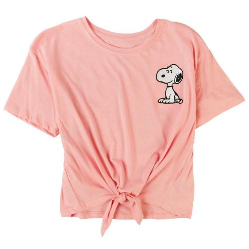 Peanuts Juniors Peanuts Gang Tie-Front Short Sleeve T-Shirt