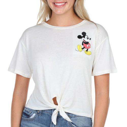 Disney Juniors Embroidered Mickey Tie Front Short Sleeve