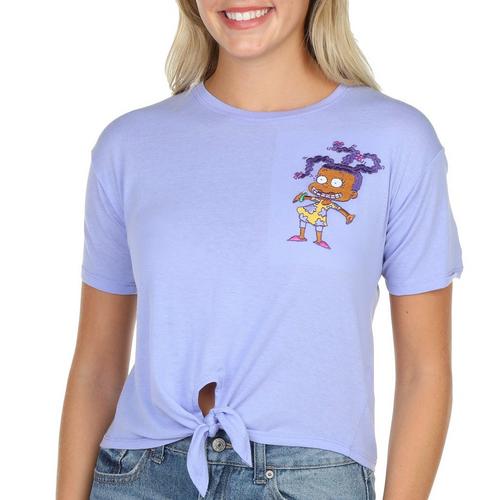 Nickelodean Juniors Embroidered Tie Front Short Sleeve Tee