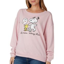 Peanuts Juniors Love More Worry Less Crew Neck Sweater