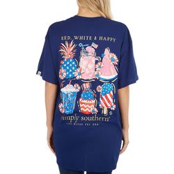 Simply Southern Juniors Red White & Happy Short Sleeve Top