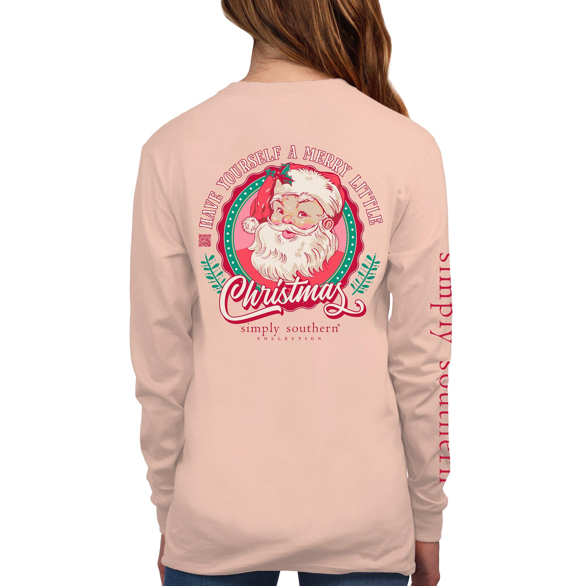 Juniors Retro Santa Long Sleeve Sweaatshirt