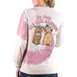 Juniors Dog Kisses Can Cure Anything Tie Dye Long Sleeve Tee