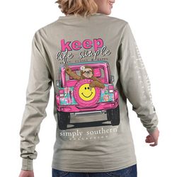 Juniors Keep Life Simple Sloth Jeep Long Sleeve T-Shirt