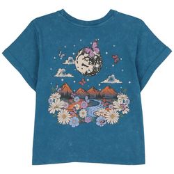 Messy Buns, Lazy Days Juniors Floral Embroidered T-shirt