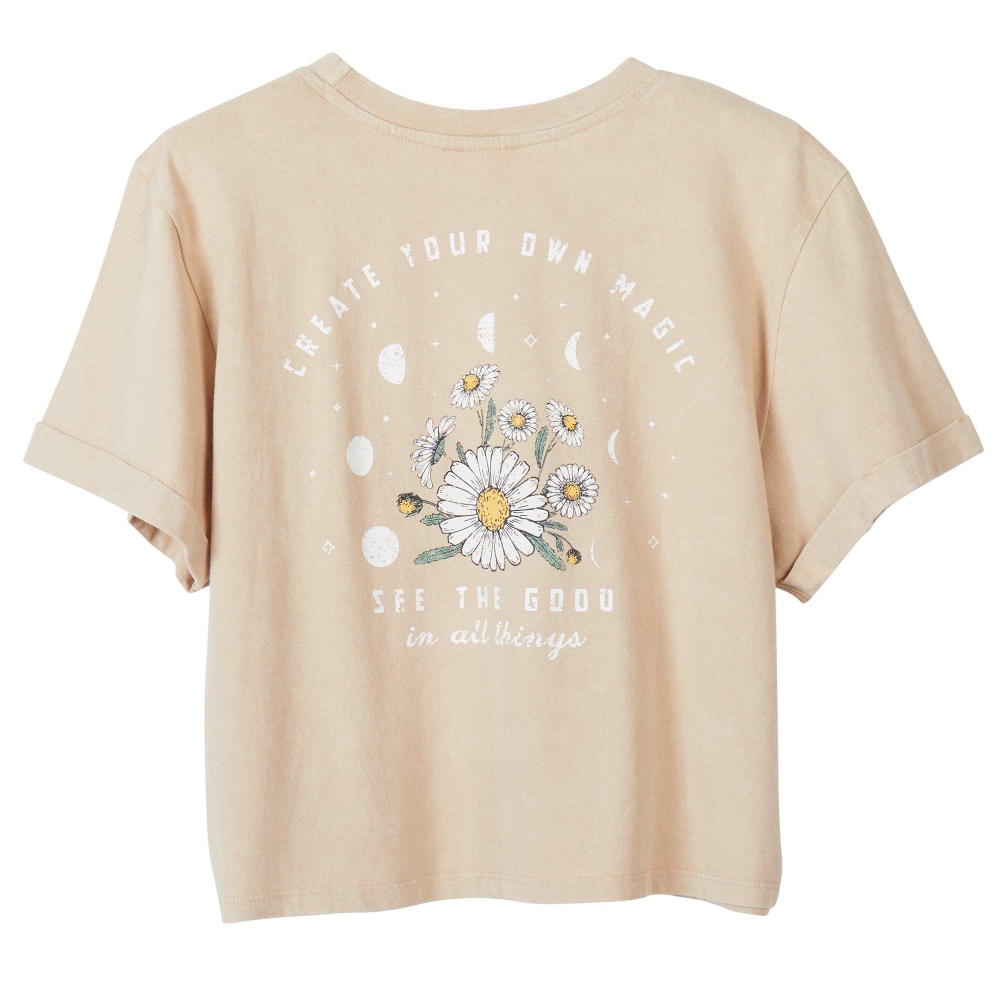 Juniors Create Your Own Magic Short Cuffed Sleeve Tee