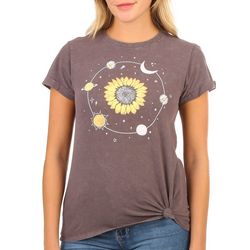 Messy Buns, Lazy Days Juniors Sunflower Orbit T-shirt