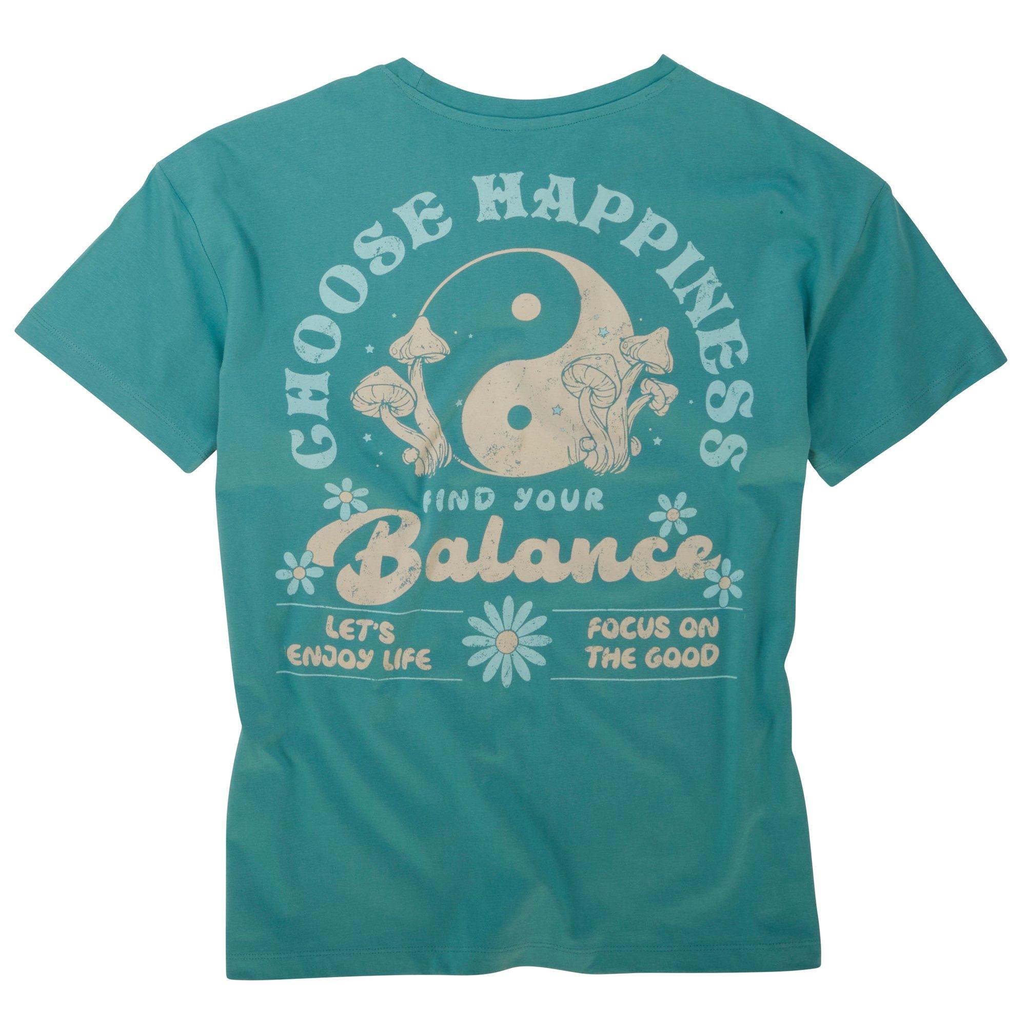 F.S.I Juniors Choose Happiness Graphic Short Sleeve Shirt