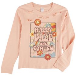 Messy Buns, Lazy Days Juniors Happy Daze are Coming T-Shirt