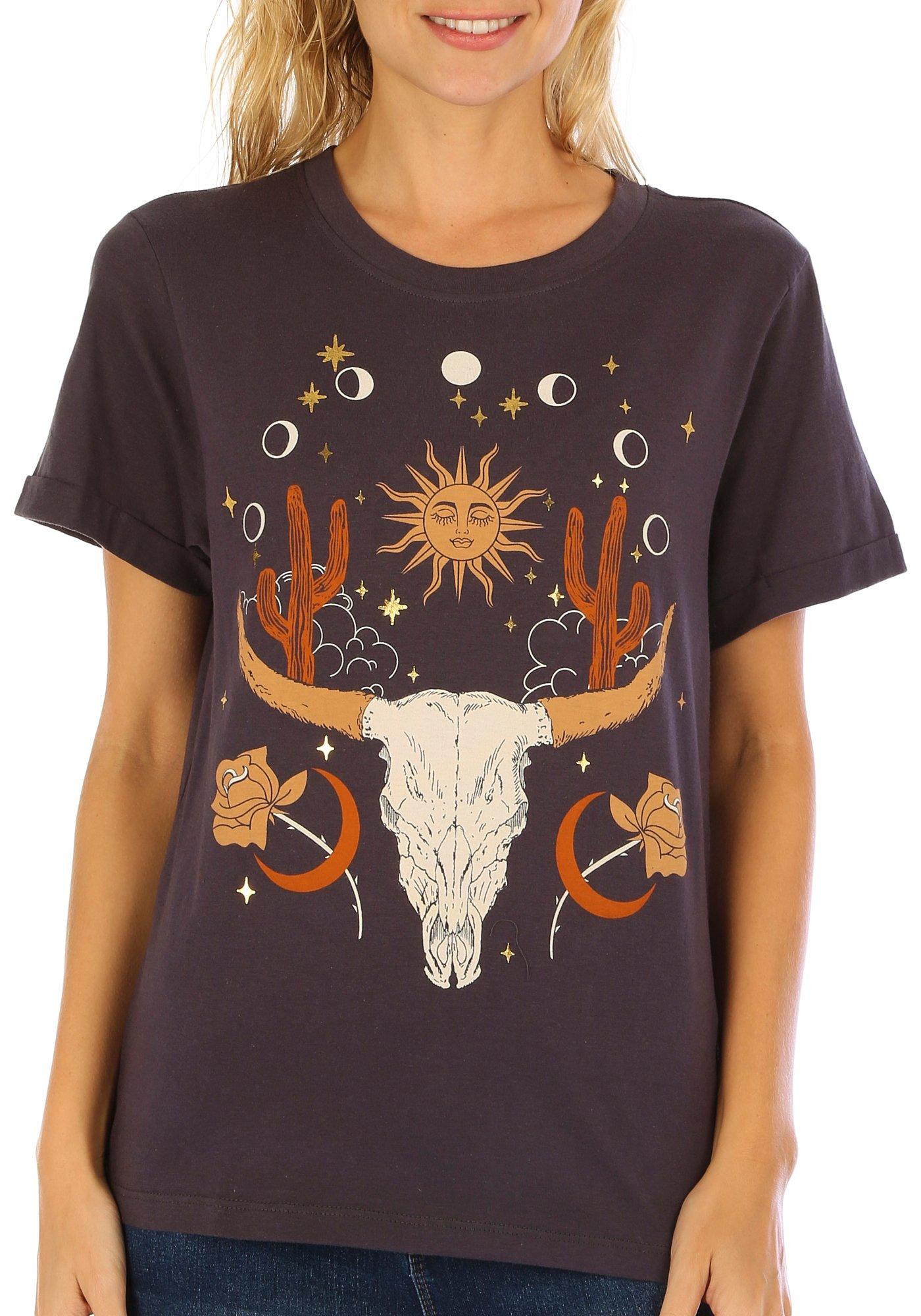 Juniors Bull Horn Sun T-Shirt