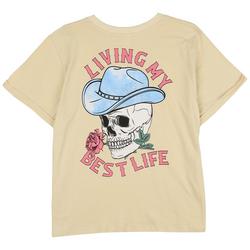 Juniors Embroidered Skeleton T-shirt