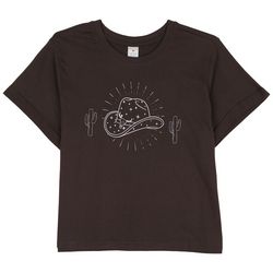 Messy Buns, Lazy Days Juniors Foiled Cow Hat T-shirt