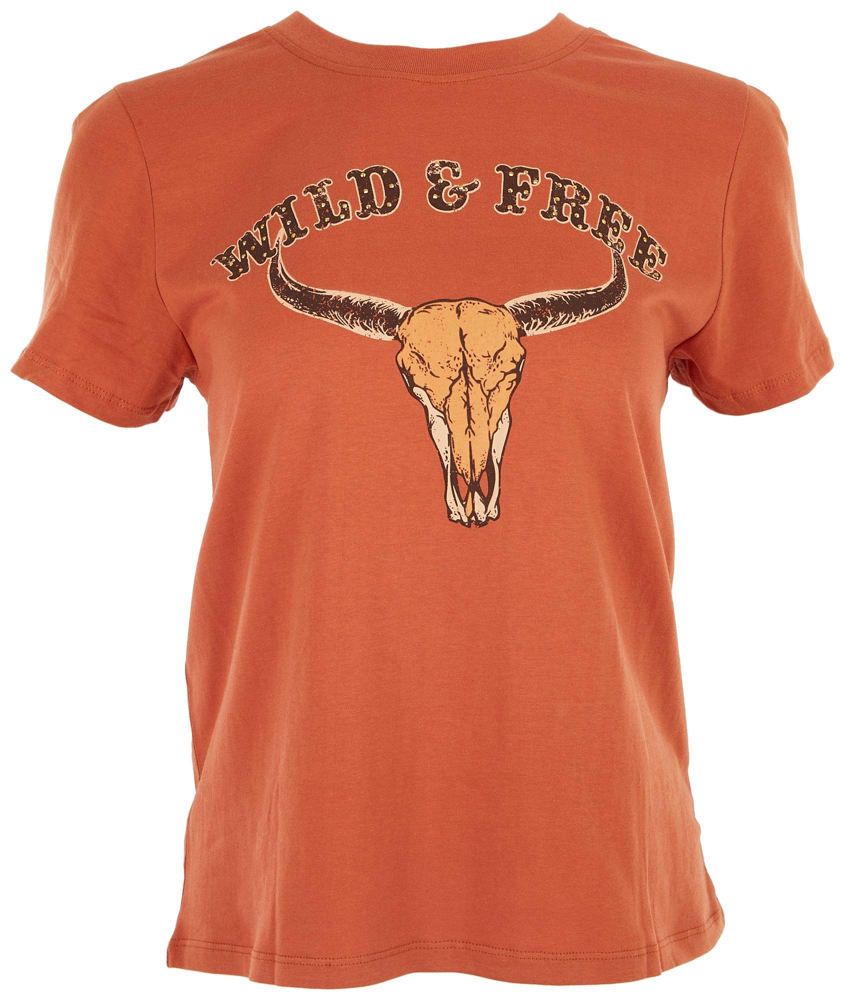 Juniors Studded Bullhorn T-shirt
