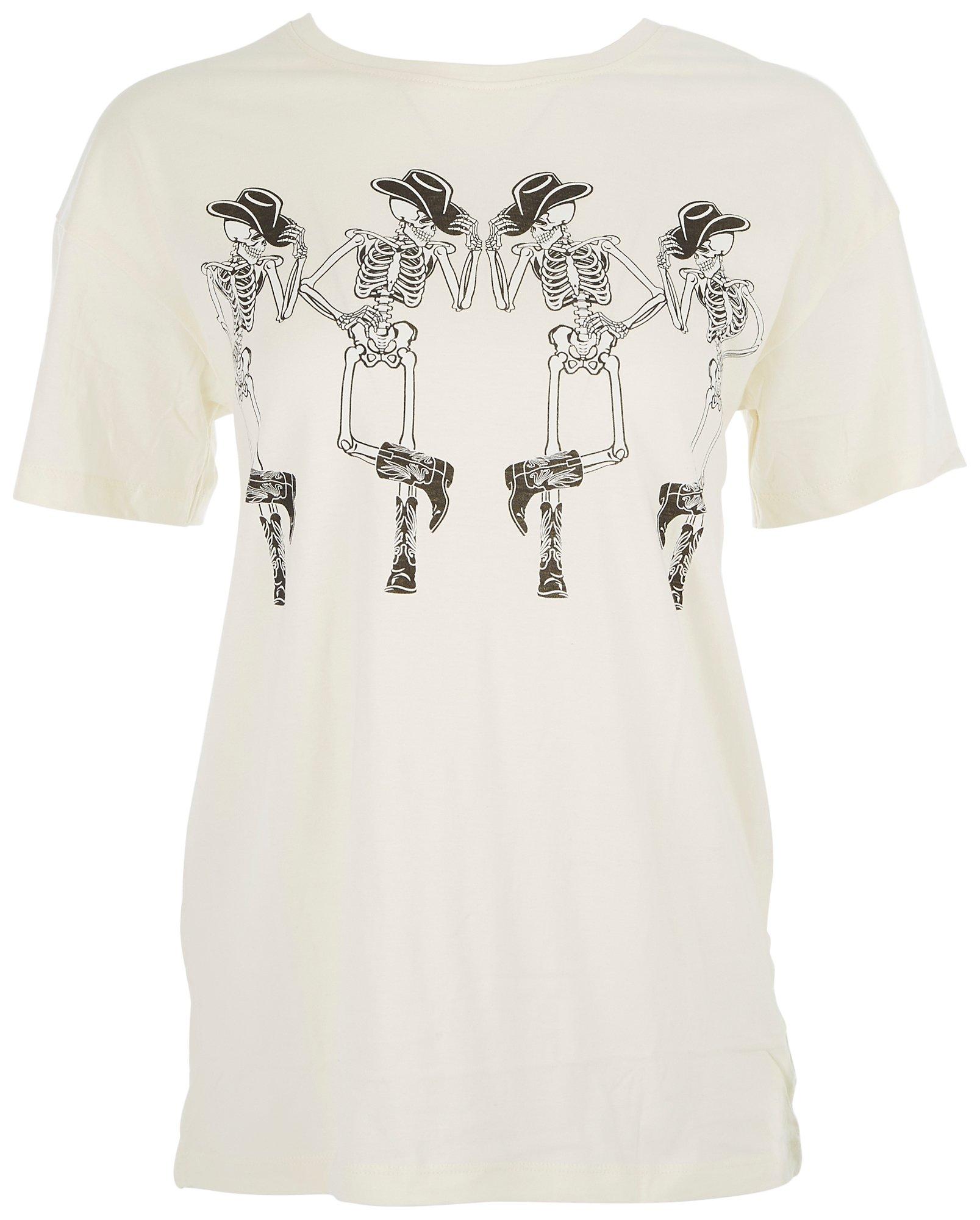 Messy Buns, Lazy Days Juniors Rodeo Skeletons T-shirt