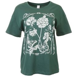 Messy Buns, Lazy Days Juniors Rose Skeletons T-shirt