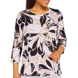 Alfred Dunner Petite Floral Explosion 3/4 Sleeve Top
