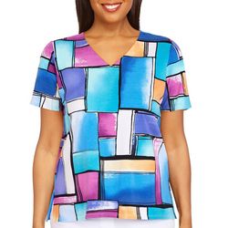 Alfred Dunner Petite Color Block Short Sleeve Top