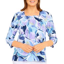 Alfred Dunner Petite Stained Glass 3/4 Sleeve Top
